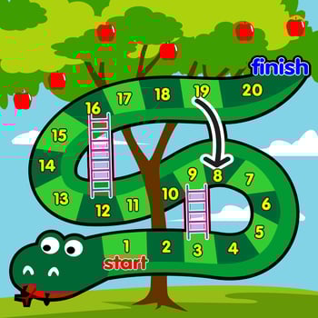 Snake and ladder board game cartoon cute vector