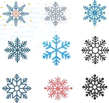 colorful snowflake illustration set vector