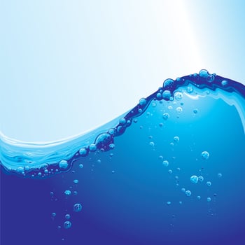 high waves with air bubbles foaming. Blue water swirl splash with little bubbles vector