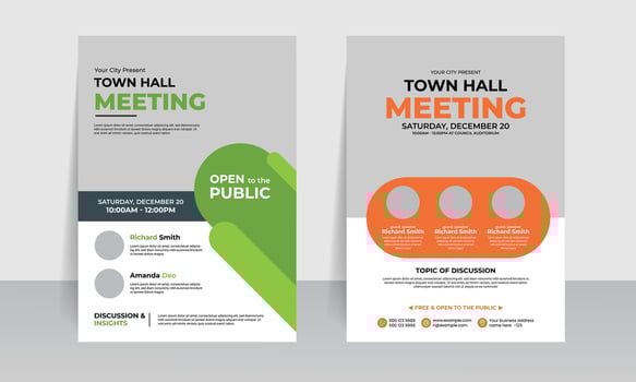 town hall meeting flyer design template vector