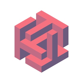 Cube logo, geometric design. Box logotype company, trendy techno emblem in isometric 3D style. vector