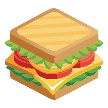 Delicious grilled sandwich layered with fresh ingredients. perfect for lunchtime or snack time enjoy vector