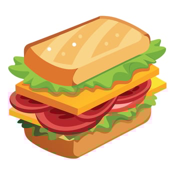 Delicious sandwich filled with fresh vegetables. bacon. and cheese. perfect for any meal or snack cr vector