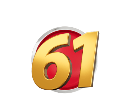 Gold Number 61 Gold Number Sixty One On Rounded Red Icon, 3d illustration png