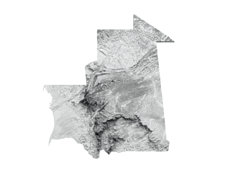 Mauritania Map Shaded relief Color Height map 3d illustration png