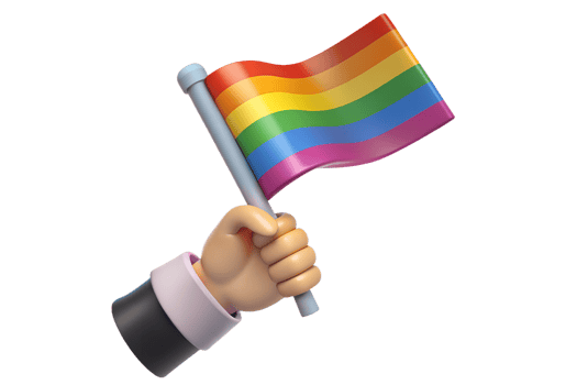 Person holds bisexual flag in hand. 3d illustration. Pride day concept png