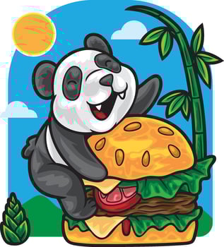 Panda Love Hamburger Illustration vector