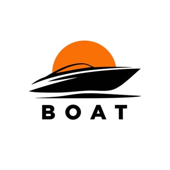 boat logo design minimalist illustration vector