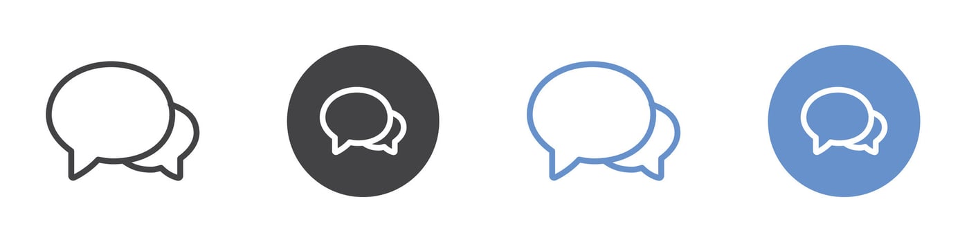 chat icon Flat set in black and white color vector