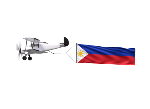 A small airplane flying over a philippines flag png