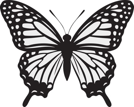 Clean Butterfly Silhouette with Defined Features for Art, black and white butterfly, butterfly on white background vector