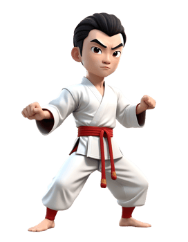 A cartoon character in karate gear png