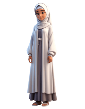 A cartoon woman in a white hijab png
