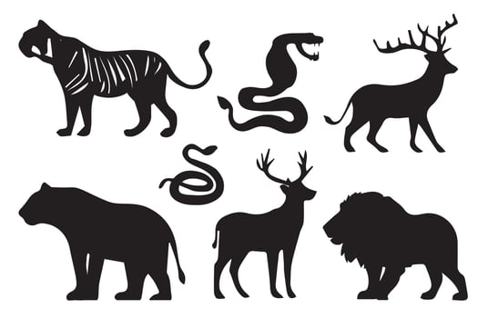 Silhouette animal on wildlife collection. illustration vector