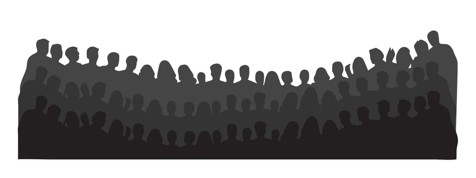 Head silhouettes of men and women. Spectators, audience, beholder, viewer, onlooker. illustration vector