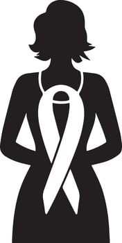 An black color icon of women for Breast Cancer Awareness Day, designed for versatile use across NGOs, various companies like health care vector