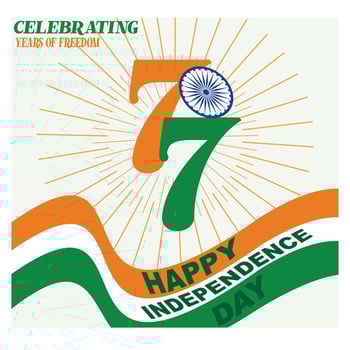 Celebrating 77 years of Indian Independence, Happy Independence Day on 15th August. flat modern illustration vector