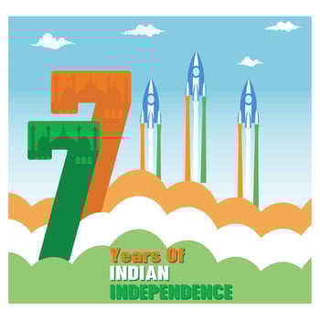 Tricolor banner with Indian flag for India's 77th Independence Day on August 15. flat modern illustration vector