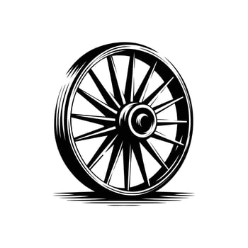 Vintage Wooden Wagon Wheel Rustic Silhouette Design for Western Themes vector