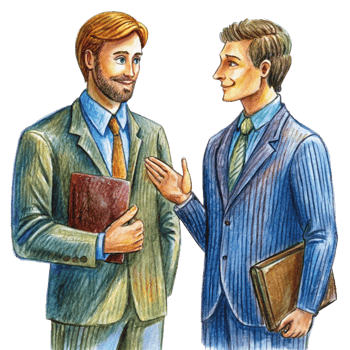 Two Entrepreneurs Discussing Business png