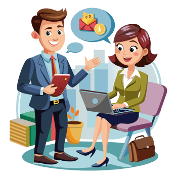 Business Partner Discussion at Work png
