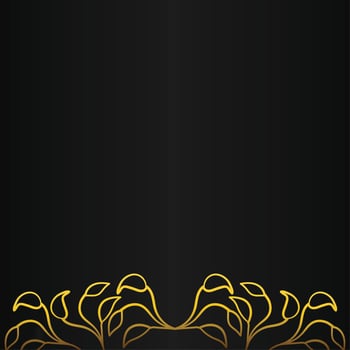 Chic Gold Leaf Frame on Black Background vector