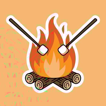 Toasty Marshmallows Over Crackling Campfire Flames Illustration vector