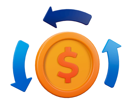 3d transparent render of circulation of dollar money in the economy. Can be used for banking, financial sector, fintech apps, banners, financial and economic education png