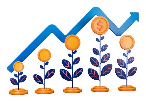3d transparent render of Investment Planting flourishing wealth and fund with investment and financial management. Can be used for banking, financial sector, fintech apps, banners, economic education png