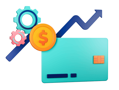 3d transparent render of credit card and coins as metaphor for rising bank loans and debts. Can be used for banking, financial sector, fintech apps, banners, financial and economic education png