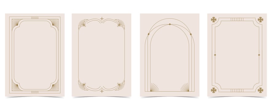 Vintage deco frame. Curve abstract decoration template vector