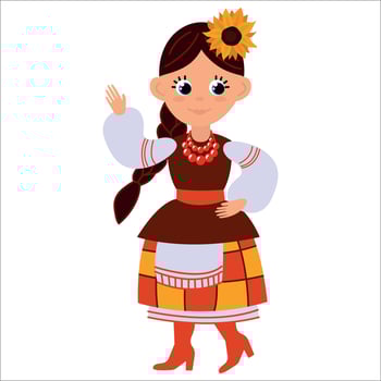 A girl in a national Ukrainian costume. White background, isolate vector