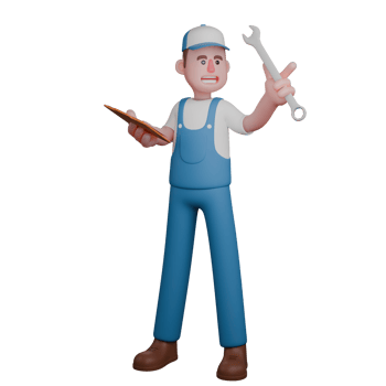 Professional Auto Technician Character. A mechanic appears ready to inspect a vehicle or machine. 3D Male Model png