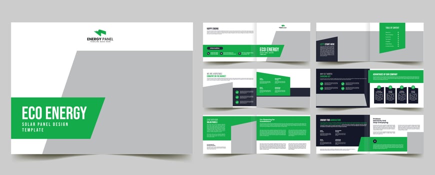 solar energy company profile landscape brochure design template vector