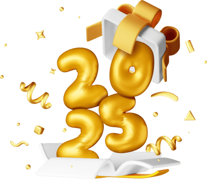 3D Open Gift Box with Sign and Confetti png