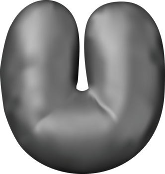 3d black alphabet balloon single letter U png
