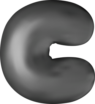 3d black alphabet balloon single letter C png