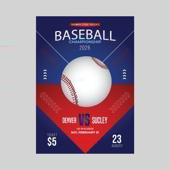 Baseball flyer design template with sport event league poster leaflet brochure cover vector