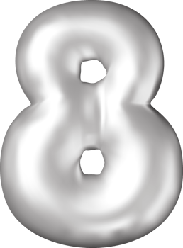3D silver balloon number eight png