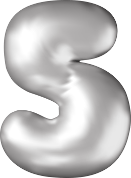 3D silver balloon number five png