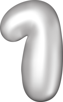 3D silver balloon number one png
