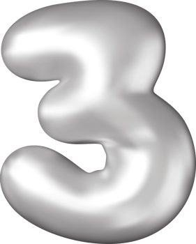 3D silver balloon number three png