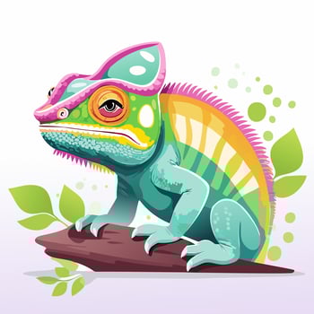 Chameleon Cute Small Cartoon Baby Animal Character vector
