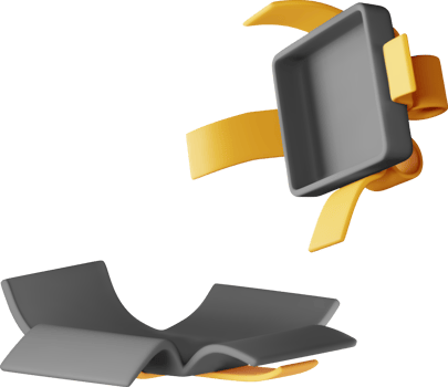 3D black Open Gift Box with Bow Icon png