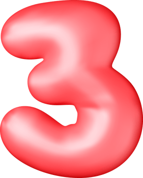 3D red balloon number three png