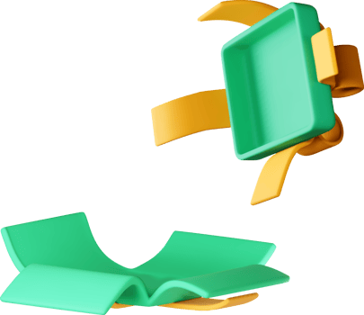 3D Open Gift Box with Bow Icon green png