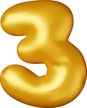 3D gold balloon number three png