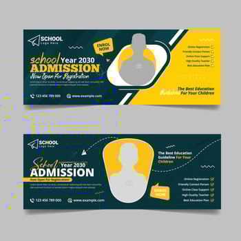 School admission post social media banner template vector