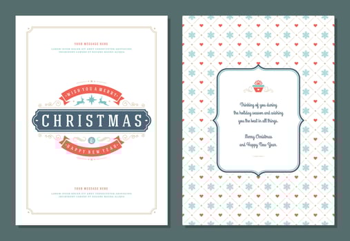 Christmas greeting card design template with decoration label illustration. vector
