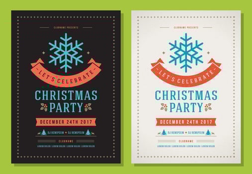 Christmas party flyer invitation retro typography and decoration elements vector